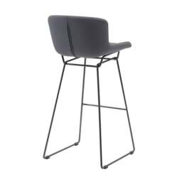 Rackhams MMT Bar Stools Set of 2, Grey PU Leather, Sleigh Legs & Retro Style for Breakfast Bar - Grey - Metal Steel frame - 50.5cm(d)99.5cm(h)47.5cm(w) - thumbnail 2