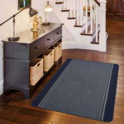 Rackhams Washable Bordered Blue Rug  - 116Blu - 67X180 cm - thumbnail 3