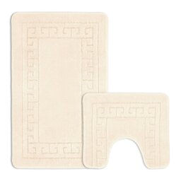 Rackhams Greek Key Bathmat Set - Antislip - Purple - thumbnail 2