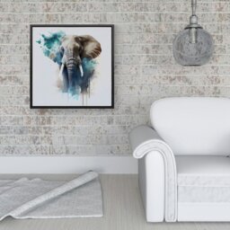 "Rackhams Majestic Elephant Splash Art Framed Canvas - 10"" x 10"" - Black" - thumbnail 6