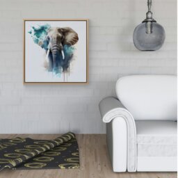 "Rackhams Majestic Elephant Splash Art Framed Canvas - 10"" x 10"" - Black" - thumbnail 5