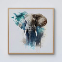 "Rackhams Majestic Elephant Splash Art Framed Canvas - 10"" x 10"" - Black" - thumbnail 4
