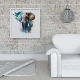 "Rackhams Majestic Elephant Splash Art Framed Canvas - 10"" x 10"" - Black" - thumbnail 3