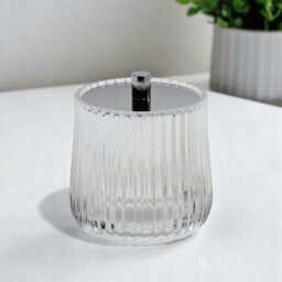 Rackhams Regent Ribbed Glass Chrome Collection Storage Jar - thumbnail 1