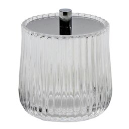 Rackhams Regent Ribbed Glass Chrome Collection Storage Jar - thumbnail 3