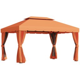 Rackhams 3m x 3.6m Aluminium Gazebo Canopy Patio Marquee Party Tent Orange - thumbnail 3