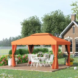 Rackhams 3m x 3.6m Aluminium Gazebo Canopy Patio Marquee Party Tent Orange - thumbnail 2