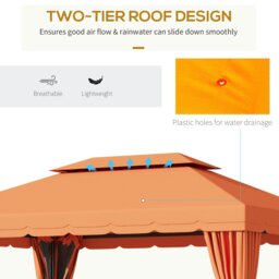 Rackhams 3m x 3.6m Aluminium Gazebo Canopy Patio Marquee Party Tent Orange - thumbnail 4