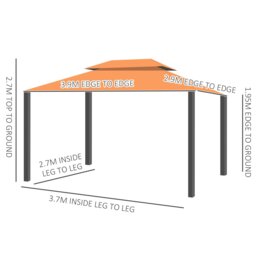 Rackhams 3m x 3.6m Aluminium Gazebo Canopy Patio Marquee Party Tent Orange - thumbnail 6