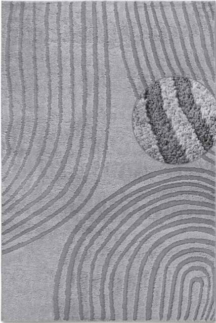 Rackhams High Pile Grey Rug Pigment – Geometric Design - 160X235 cm