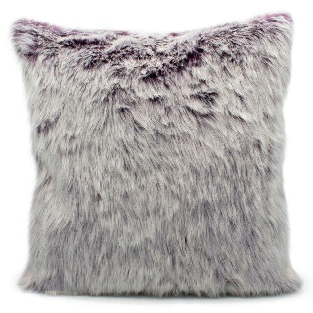 Rackhams Luxury Faux Fur Cushion - 43cm x 43cm - Purple - 56cm x 56cm