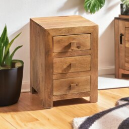 Rackhams Kaylin Light Mango 3 Drawer Bedside Cabinet - Wood - 1 - 42CM X 40CM X 62CM  (LXDXH)