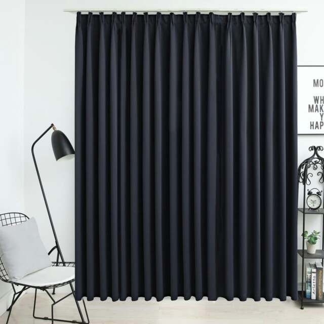 Rackhams Blackout Curtain with Hooks Black 290x245 cm