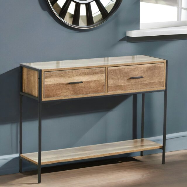 Rackhams Industrial Console Table With 2 Drawers & Storage Shelf - image 1
