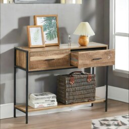 Rackhams Industrial Console Table With 2 Drawers & Storage Shelf - thumbnail 5