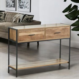 Rackhams Industrial Console Table With 2 Drawers & Storage Shelf - thumbnail 2