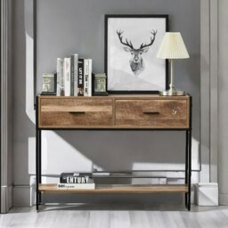 Rackhams Industrial Console Table With 2 Drawers & Storage Shelf - thumbnail 6