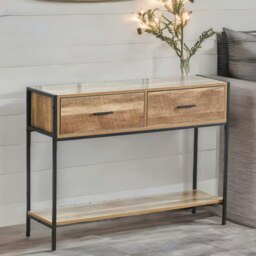 Rackhams Industrial Console Table With 2 Drawers & Storage Shelf - thumbnail 3
