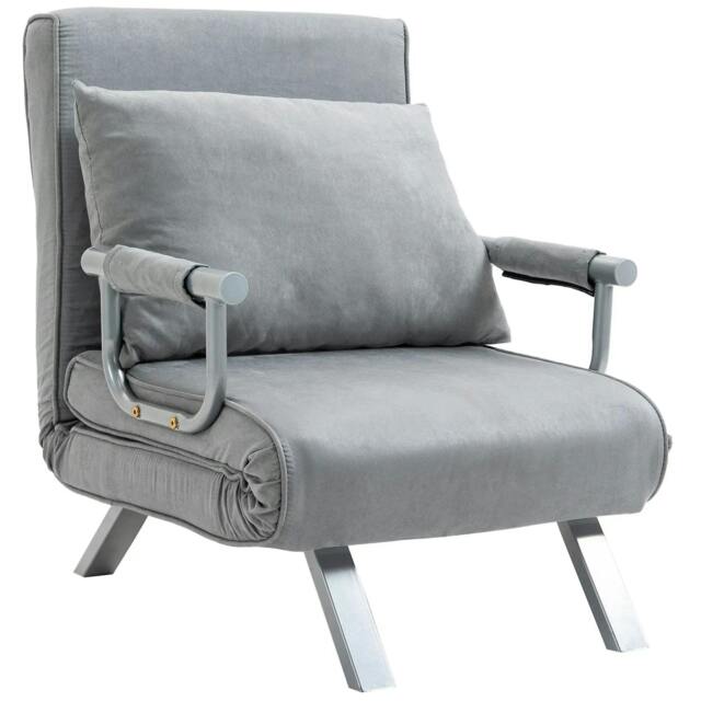 Rackhams Suedette Adjustable Back Futon Sofa Chair - Grey - Light Grey - image 1