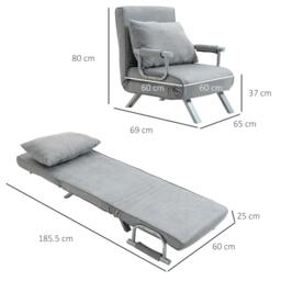 Rackhams Suedette Adjustable Back Futon Sofa Chair - Grey - thumbnail 3