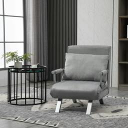 Rackhams Suedette Adjustable Back Futon Sofa Chair - Grey - thumbnail 2