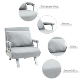 Rackhams Suedette Adjustable Back Futon Sofa Chair - Grey - thumbnail 6