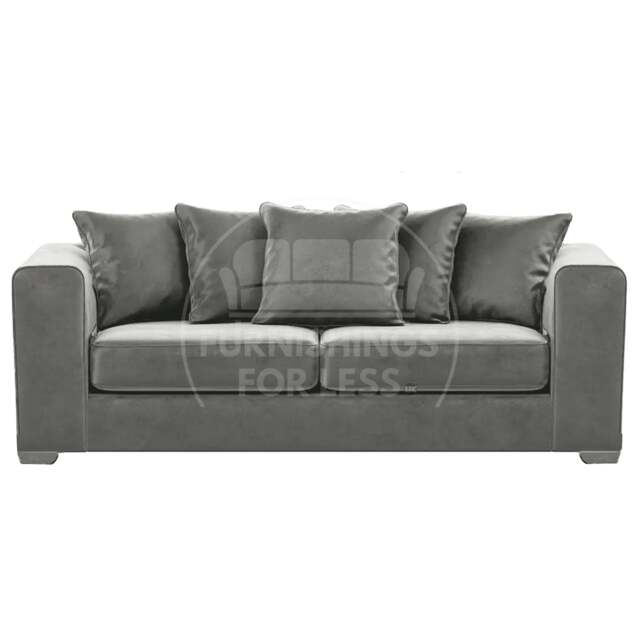 Rackhams Ella Plush Velvet Fabric 3 Seater - Grey - image 1