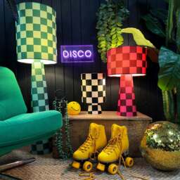 Rackhams Portable Checkerboard Velvet lamps in Raspberry Ripple - Midi - 52cm Height - Rechargeable LED Bulb - thumbnail 5
