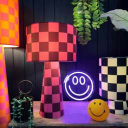 Rackhams Portable Checkerboard Velvet lamps in Raspberry Ripple - Midi - 52cm Height - Rechargeable LED Bulb - thumbnail 4