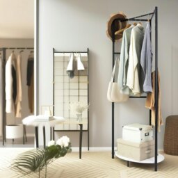 Rackhams Heavy Duty Metal Coat Stand With Shelf Black - thumbnail 3