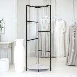 Rackhams Heavy Duty Metal Coat Stand With Shelf Black - thumbnail 2