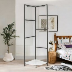 Rackhams Heavy Duty Metal Coat Stand With Shelf Black - thumbnail 5