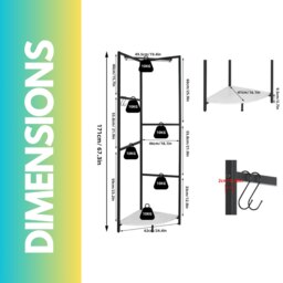 Rackhams Heavy Duty Metal Coat Stand With Shelf Black - thumbnail 6