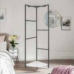 Rackhams Heavy Duty Metal Coat Stand With Shelf Black - thumbnail 1