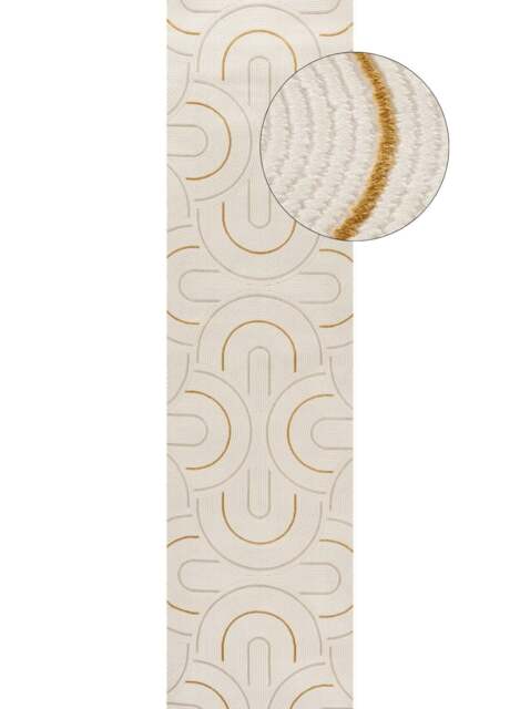 Rackhams Carmel Cream-Gold Geometric Rug - 6070 - 80X300 cm - image 1