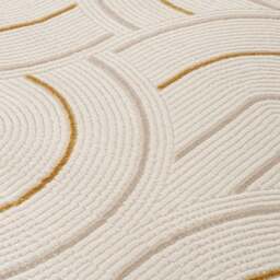 Rackhams Carmel Cream-Gold Geometric Rug - 6070 - 80X300 cm - thumbnail 3