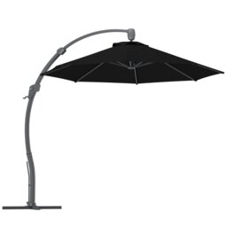 Rackhams 3(m) Garden Cantilever Parasol with Crank Aluminium Frame Black - Black - 366L x 294W x 280H cm - thumbnail 2