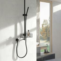 Rackhams Matt Black Stainless Steel Shower Basket for Shower Riser Rail - thumbnail 2