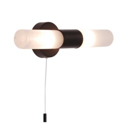 Rackhams Modern Black IP44 Rated Bathroom Wall Light Fitting with Tubular Glass Shades - thumbnail 2