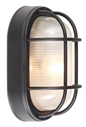 Rackhams Matt Black Cast Aluminium Outdoor Oval Bulkhead Wall Light - thumbnail 2