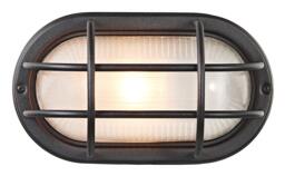 Rackhams Matt Black Cast Aluminium Outdoor Oval Bulkhead Wall Light