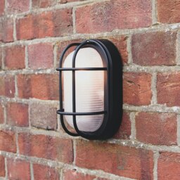Rackhams Matt Black Cast Aluminium Outdoor Oval Bulkhead Wall Light - thumbnail 5