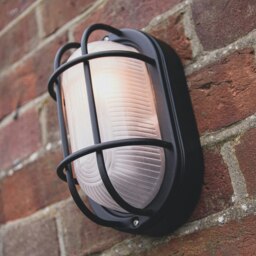 Rackhams Matt Black Cast Aluminium Outdoor Oval Bulkhead Wall Light - thumbnail 4