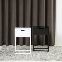 Rackhams Mitra 1 Drawer Bedside Table in White - White - Manufactured wood,Powder coated Steel - 1 - thumbnail 6