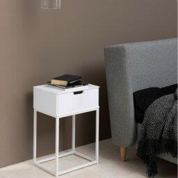 Rackhams Mitra 1 Drawer Bedside Table in White - White - Manufactured wood,Powder coated Steel - 1 - thumbnail 5