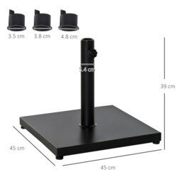 Rackhams Φ35/38/48MM 18KG Steel Square Parasol Stand Base w/ Adjustable Knob Umbrella Stand Garden Patio Outdoor Home, Black - thumbnail 5
