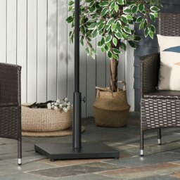 Rackhams Φ35/38/48MM 18KG Steel Square Parasol Stand Base w/ Adjustable Knob Umbrella Stand Garden Patio Outdoor Home, Black - thumbnail 1