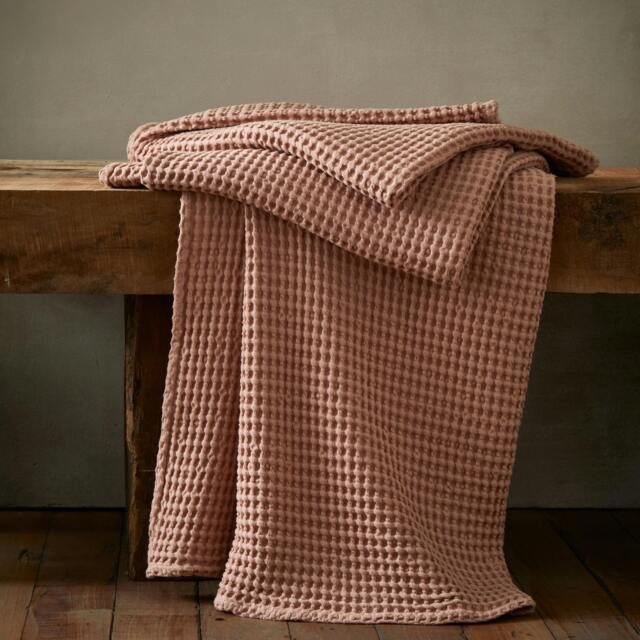 Rackhams Jaipur Chunky Waffle Cotton Blanket Throw Pink - 150 x 200 cm - Pink - image 1
