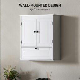 Rackhams Bathroom Cabinet Wall Mounted with Adjustable Shelf, White - 1 - 55 x 22 x 62 cm - MDF - thumbnail 5