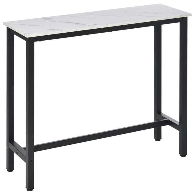 Rackhams Rectangular Bar Table, Wood Effect Coffee Table for Small Space, Breakfast Dining, Kitchen, Industrial, White & Black - image 1